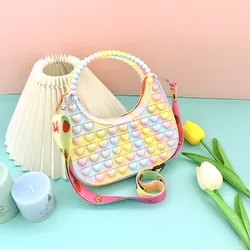 women organize main big silicon tote sensory pocketbook new mini sac hand handbag bolsa push bubble pop fidget toy bag