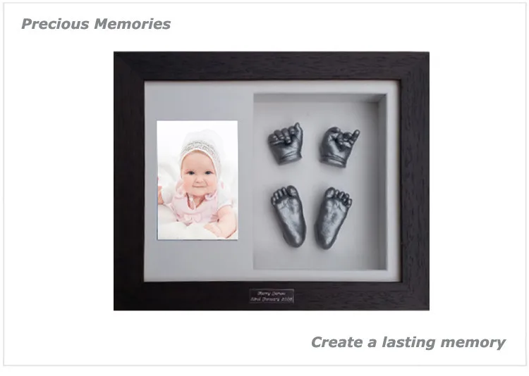 Baby birthday party decoration DIY gold sliver color 3D Baby Plaster Creative handprint footprint clay ornament  kit