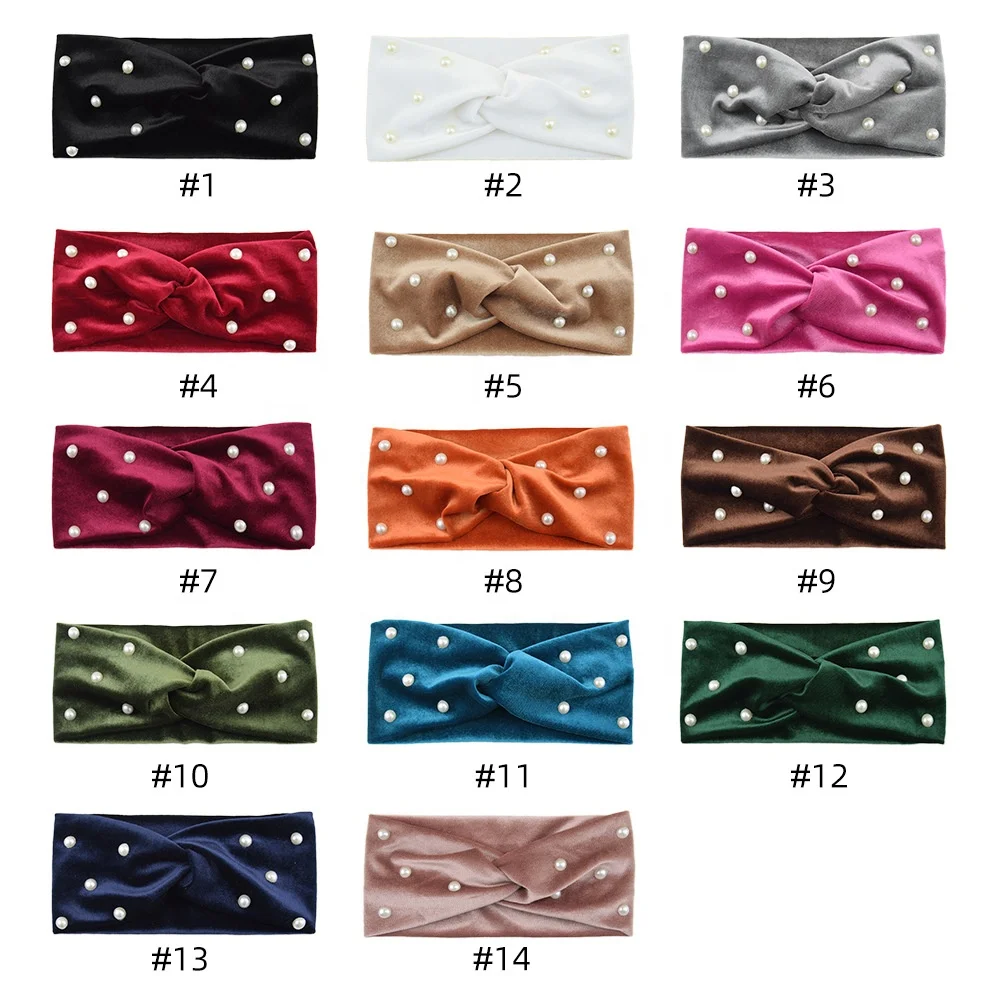 2023 Pearl Velvet Cross Warm Ear Protection Yoga Hair Accessories Face Wide Headband