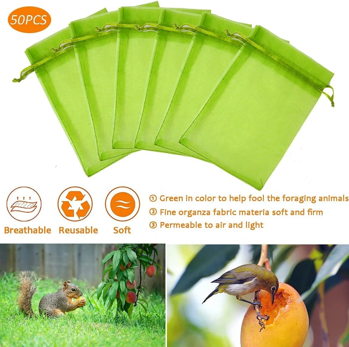 Fruit Protection Bags Netting Bags with Drawstring for Fruit Vegetable Cover Mesh Bag