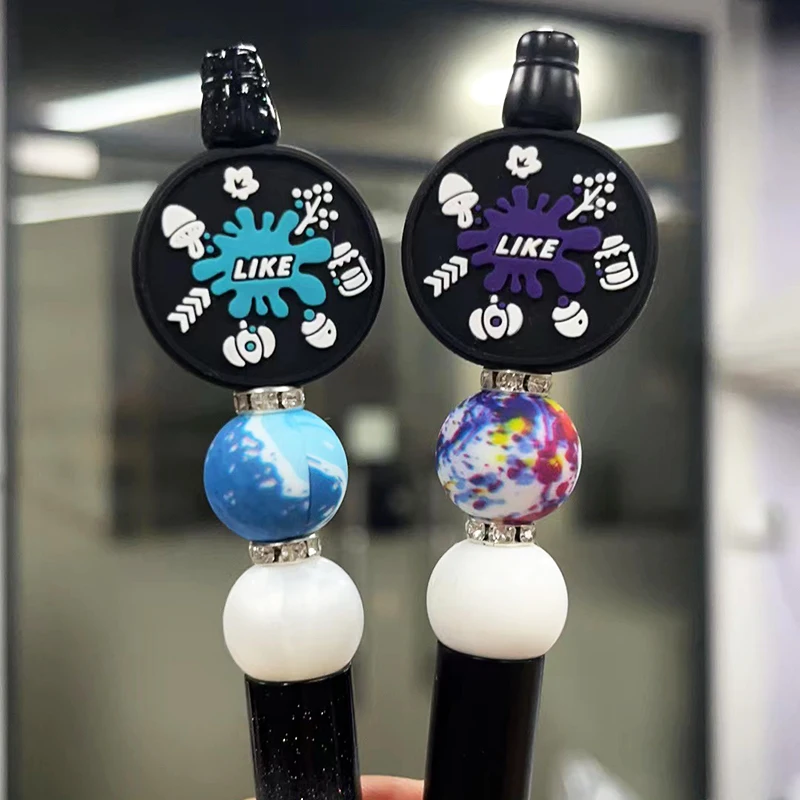 2024 New Soft Funny Animal Cow Shape Teething Beads Food Grade Silicone Focal Beads For Pen Making Beads And Charms For Pen Tops