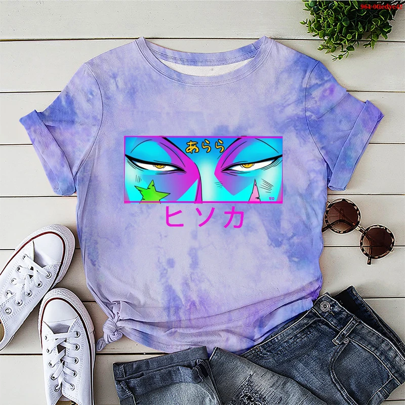 Tie Dye Women T-shirt Tops Kawaii Hun X T Shirt Killua Zoldyck O-Neck Anime Manga Men Tee Clothes
