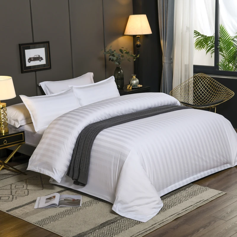 100%Nature Cotton 300TC Twin Full Queen King  White Bedding set