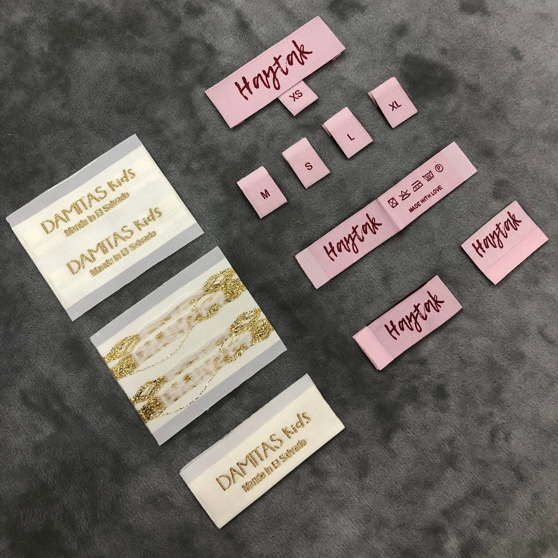 Customized small fashion clothing collar woven label design logo label satin cotton woven mark folding label