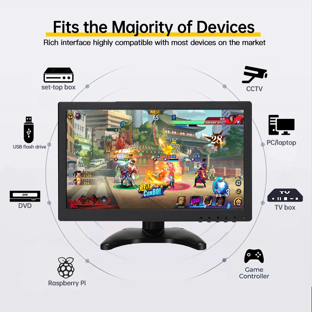 13.3 Inch HD LCD Color Monitor For Car Rear View Cameras New Desktop Speaker Reverse Aid LED Display Alarm Backup Car Rear View