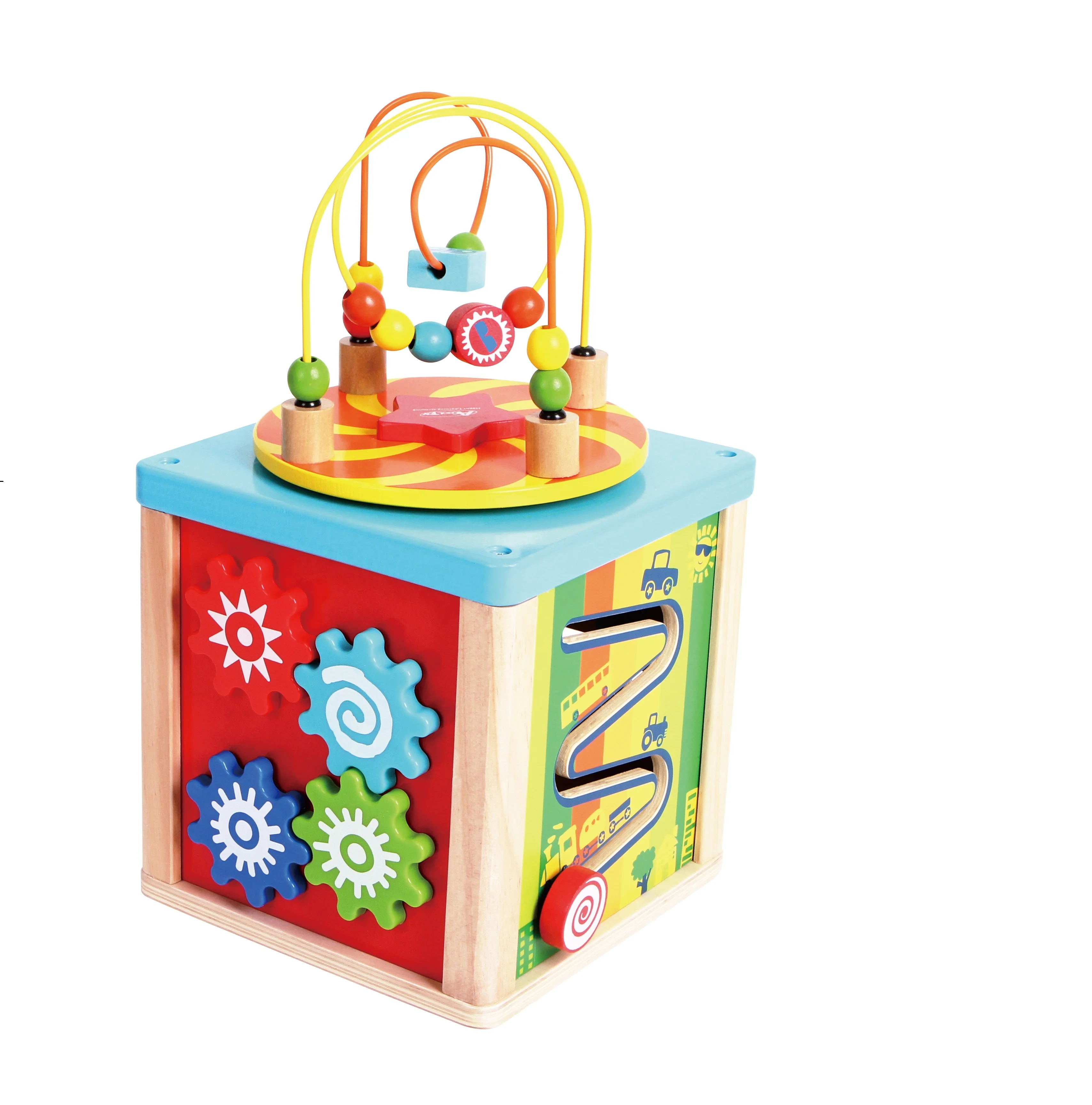Classic Educational Musical Toy Wooden Activity Cube Letters