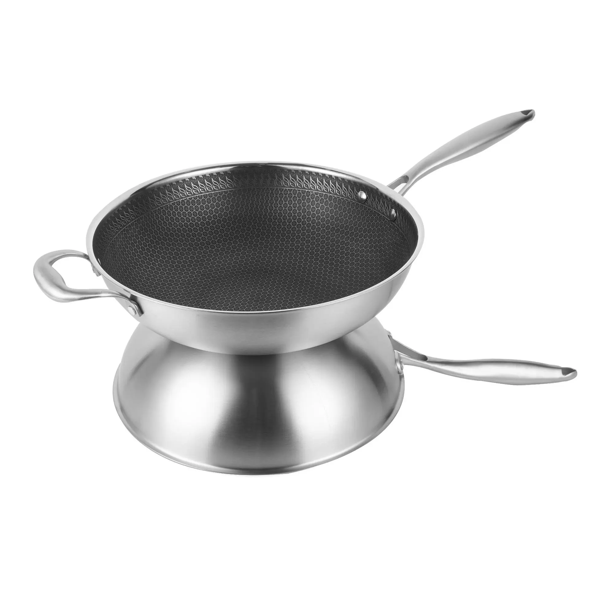 New brand High Quality Chinese Non-stick Cookware 32cm Cast Iron Wok Pan without Lids Fish Scale Fry
