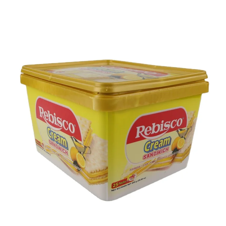 Custom logo printed 250g rectangular IML margarine packaging box butter plastic container  butter container with lid