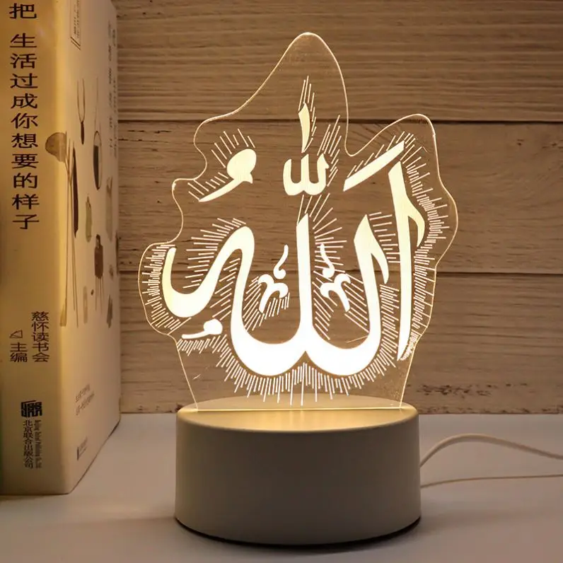 3D ночник Islam Eid Mubarak Muslim Ramadan Festival декоративная лампа для дома, спальни, вечеринки, акриловая Ночная лампа