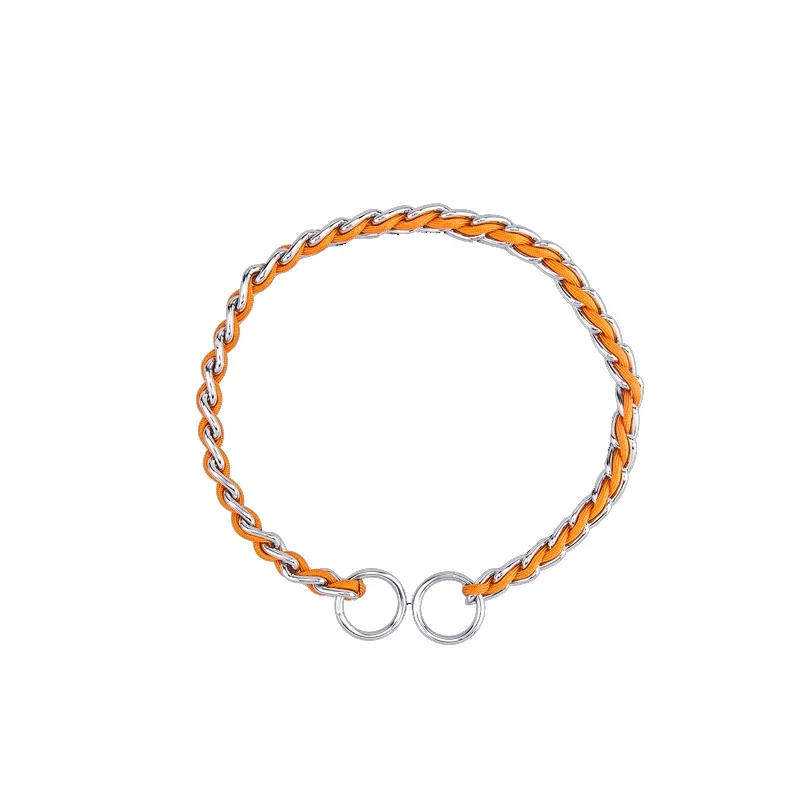 Lorenzo OEM Cadena De Perro 4MMx68CM 305.5g Rose Gold Led Shock Dog Collar Rope Harness In Bulk Chien Correas Tasma Dog Chain