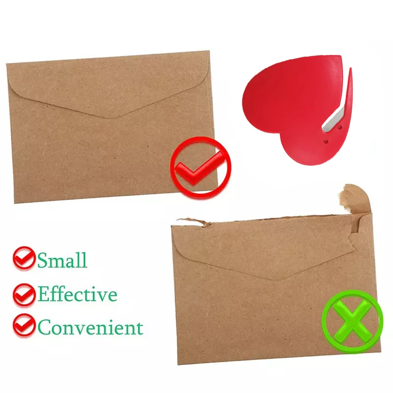 multifunction pocket knife plastic heart shape envelop opener handheld cute small cutter cutting paper