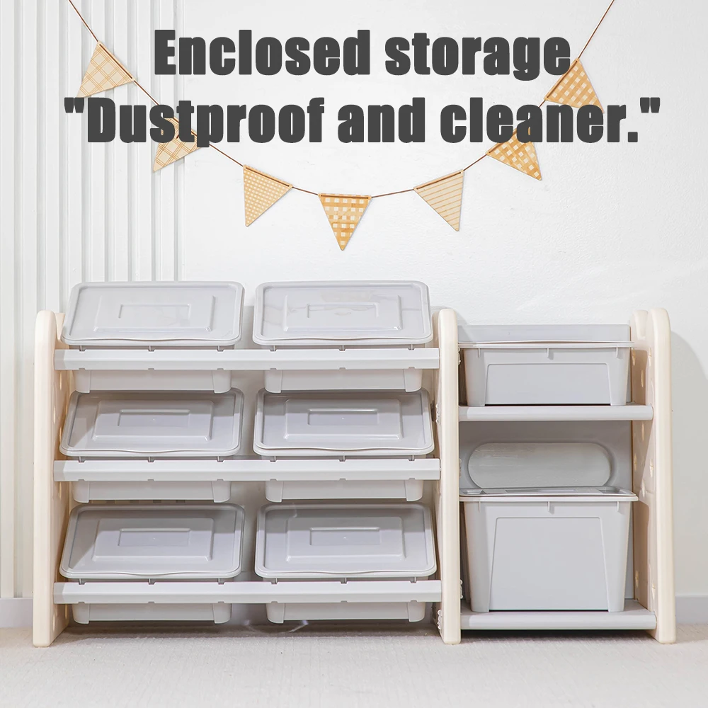 Toy Storage Organizer with 8 Storage Bins,Kids Toy Organizers and Storage with Roof for Boys Girls Bedroom Playroom Living Room