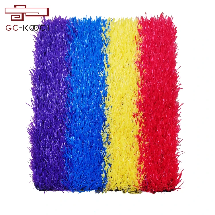 artificial grass turf Red blue purple yellow rainbow runway kindergarten color lawn