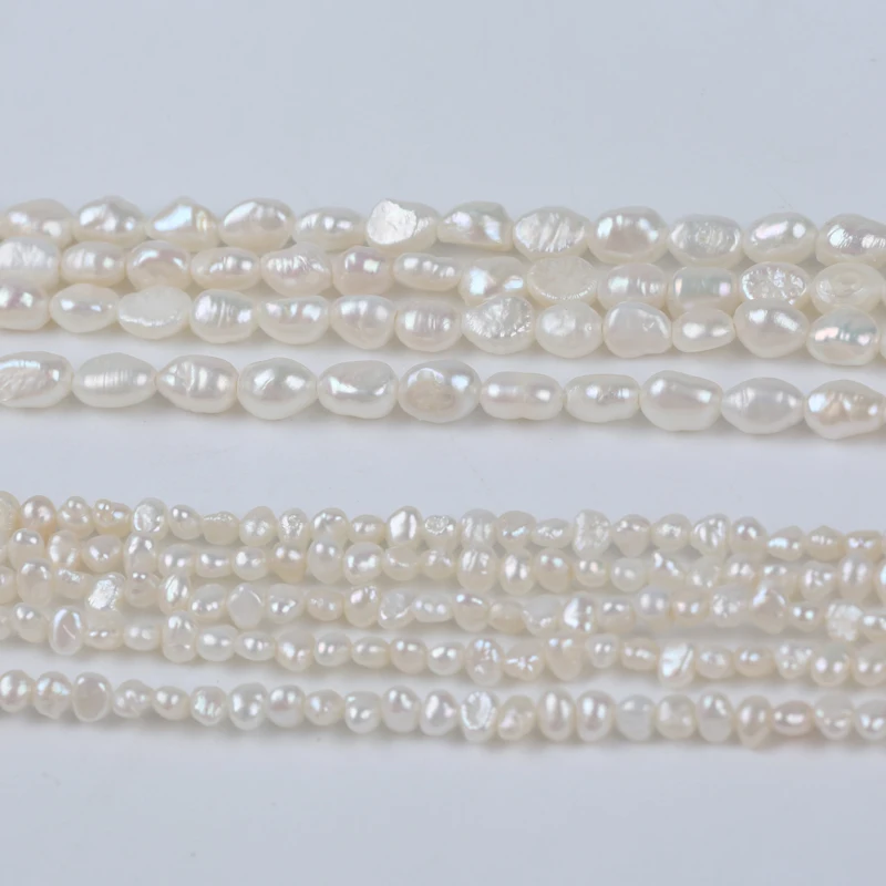 Wholesale 3-6mm Natural White Baroque Freshwater Pearl Beads For Jewelry Making