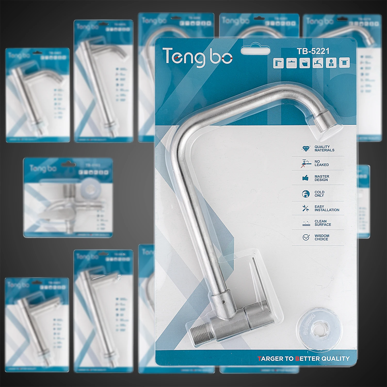 TB-5221 Stainless Steel Faucets 304 Kitchen Faucet Single Hole Kitchen Sink Tap