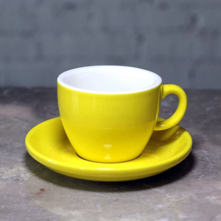 Wholesale Custom Colors Simple Ceramic Espresso Coffee Cup And Saucer Custom Logo Italian Espresso Cup 80ml For Cafe
