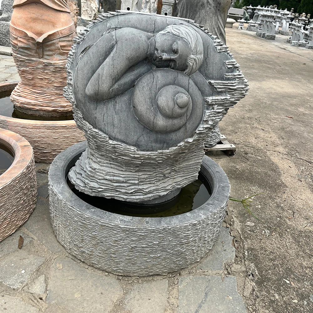 Factory Prices Female Woman Statues Stone Water Fountain for Garden