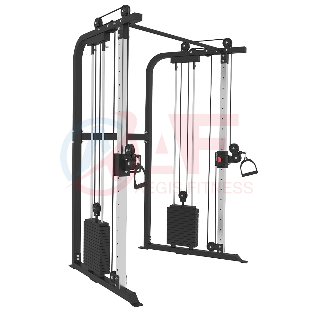 AEGIS Multi Functional Strength Machine Dual Adjustable Pulley Cable Crossover Trainer Smith Machine