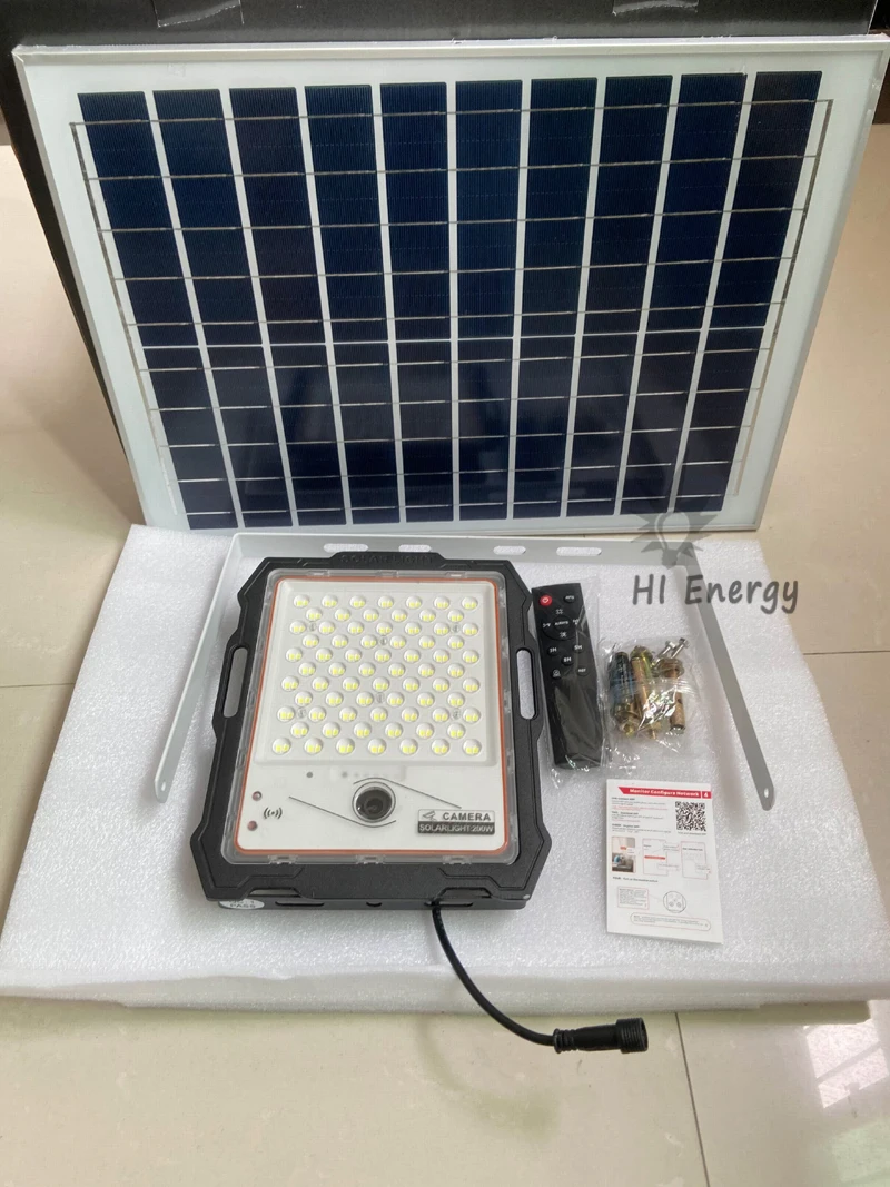 100W 200W 300W 400W solar powered flood camera light tuya app mobile control solar flood light with camera
