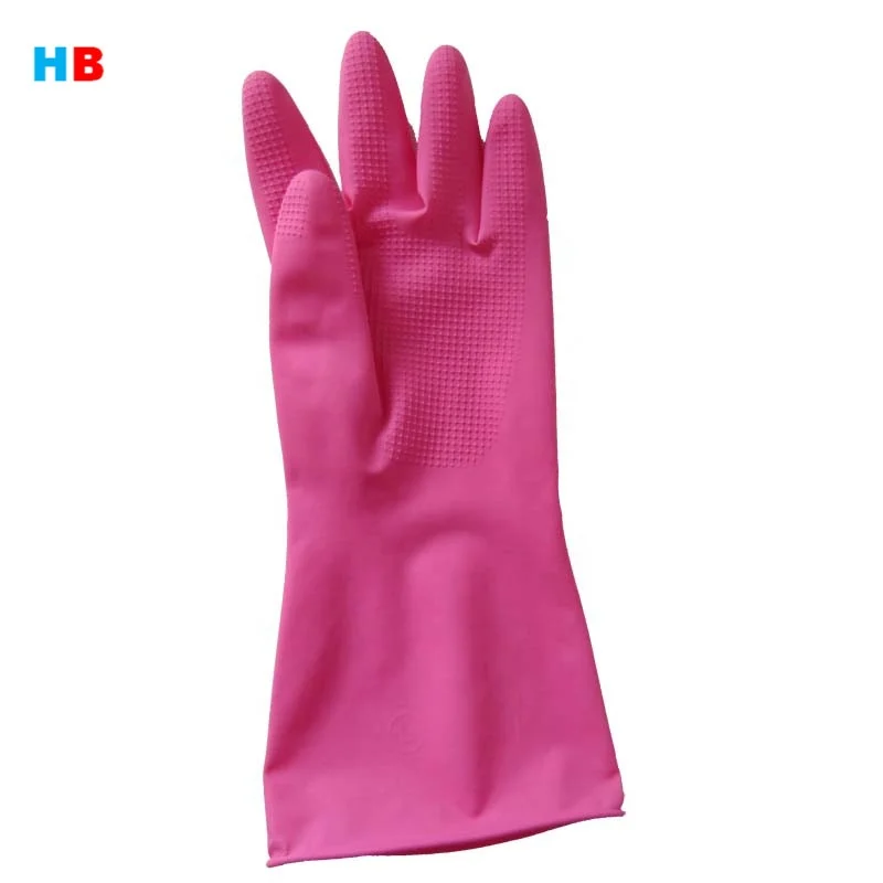 55g latex kitchen glove guangzhou dish washing supplier rubber blue red glove heat resistant waterproof yellow safety work glove