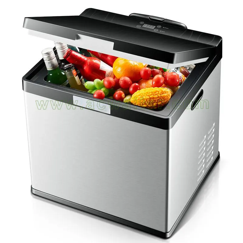 28L Dc12v/24v Portable Cooling Box Blue Compressor Refrigerator ABS Rechargeable Truck Car Universal Water Cooler -18 - 0 C