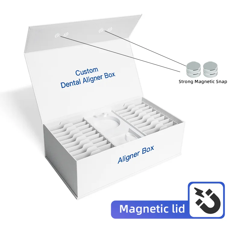 Magnetic Orthodontic Invisible Teeth Aligners Boxes Dental Lab Clear Aligner Paper Box Aligner Packaging