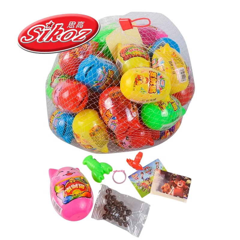 Cartoon cat shaped surprise egg toy with candy
