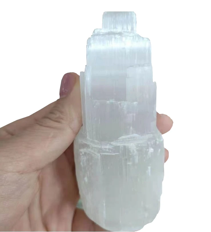 Wholesale natural carved crystal wands crystals healing stones angel aura white selenite towers