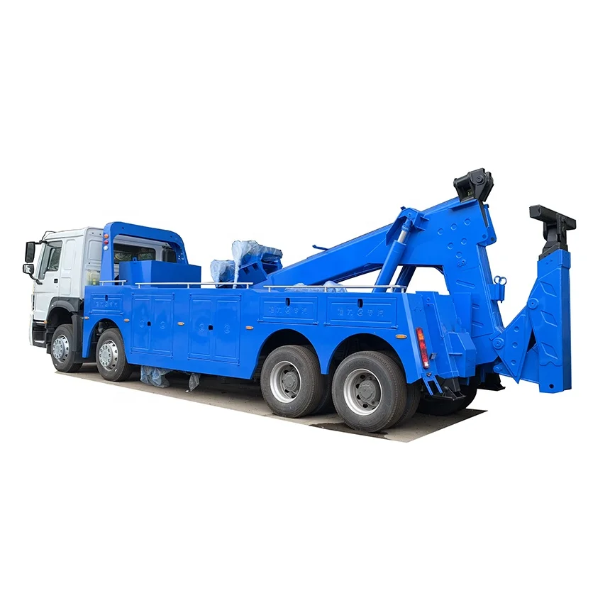 Heavy Duty HOWO 8X4  recovery towing wrecker truck with 25 tons lifting boom and winches for rescuing accident car