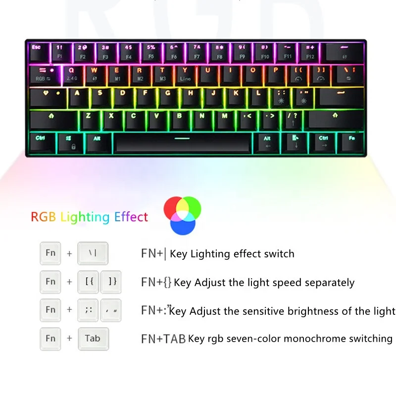 High Quality 61-Keys Wireless Gaming Mechanical Keyboard Compact Design Customize 1800mah Ergonomic design Keyboard