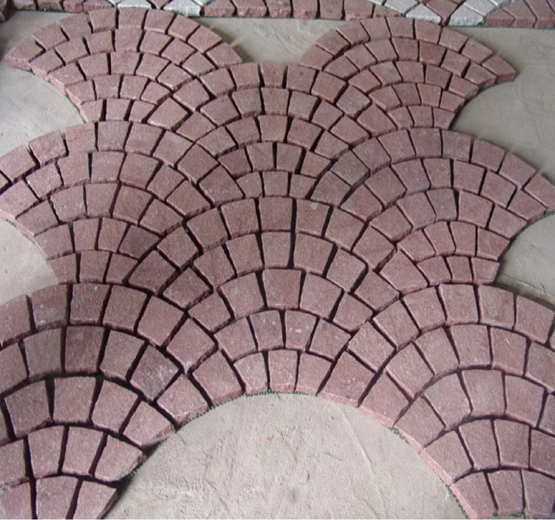 Red granite cobble stone granite cube stone for patio outdoor garden