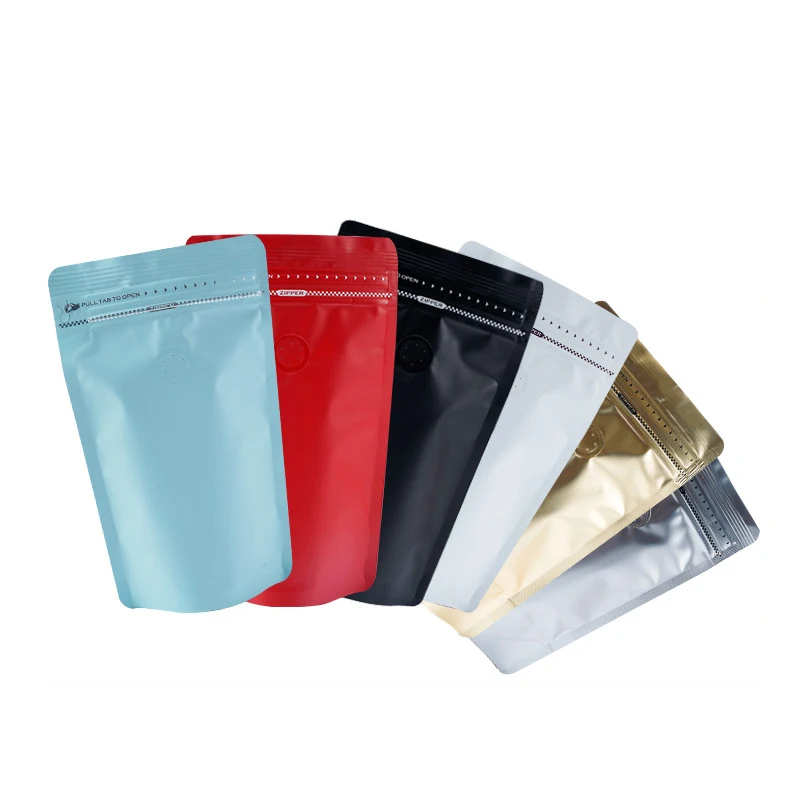 Exhaust Valve Stand Up Pouch Easy To Tear Zipper Bags Tea Aluminum Foil Coffee Beans Food Packaging Bags With Zipper