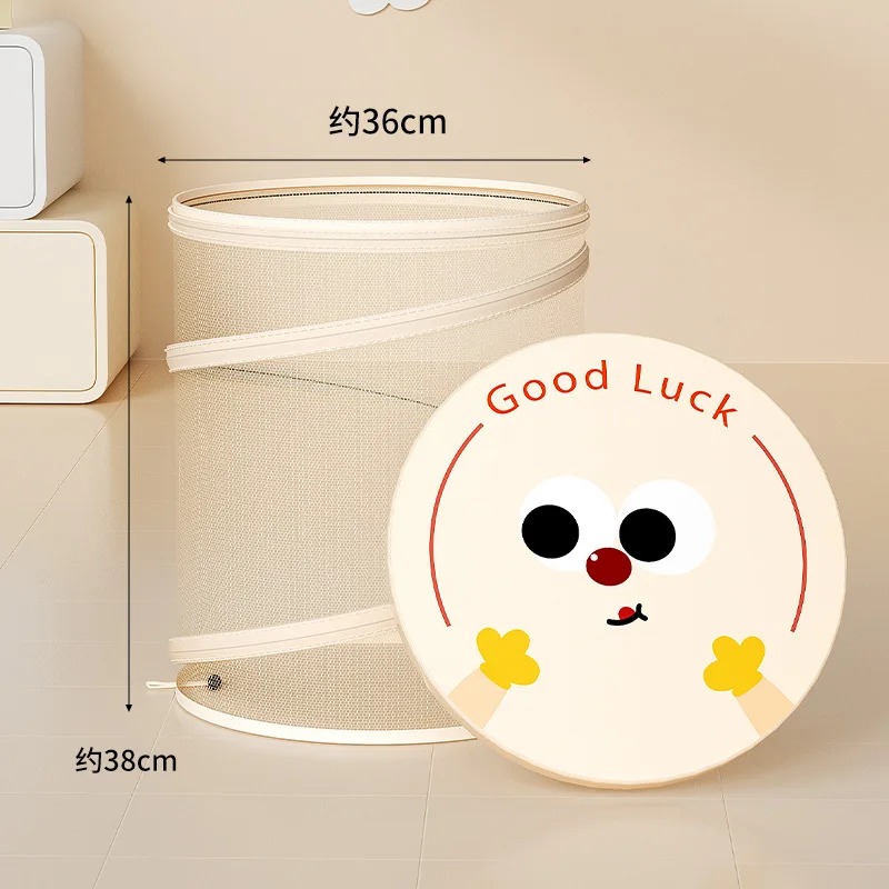 household cute design large capacity foldable Mesh Pop Up dirty laundry basket with with wide opening