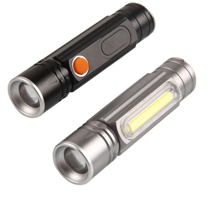 High power Magnetic COB LED Flashlight USB Rechargeable Zoomable T6 LED torch Side Work Light