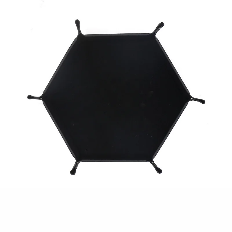 Pu Leather Velvet Dice Game Hexagon Dice Storage Tray For Table Key Wallet Coin Storage New Arrival Double Sided Solid Color