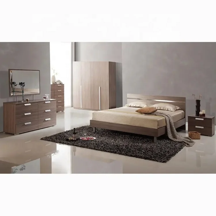 NOVA Queen Size Melamine Bedroom Set Furniture Recamara Matrimonial Modern Hotel King Size Bed Wooden Complete Adulte Beds