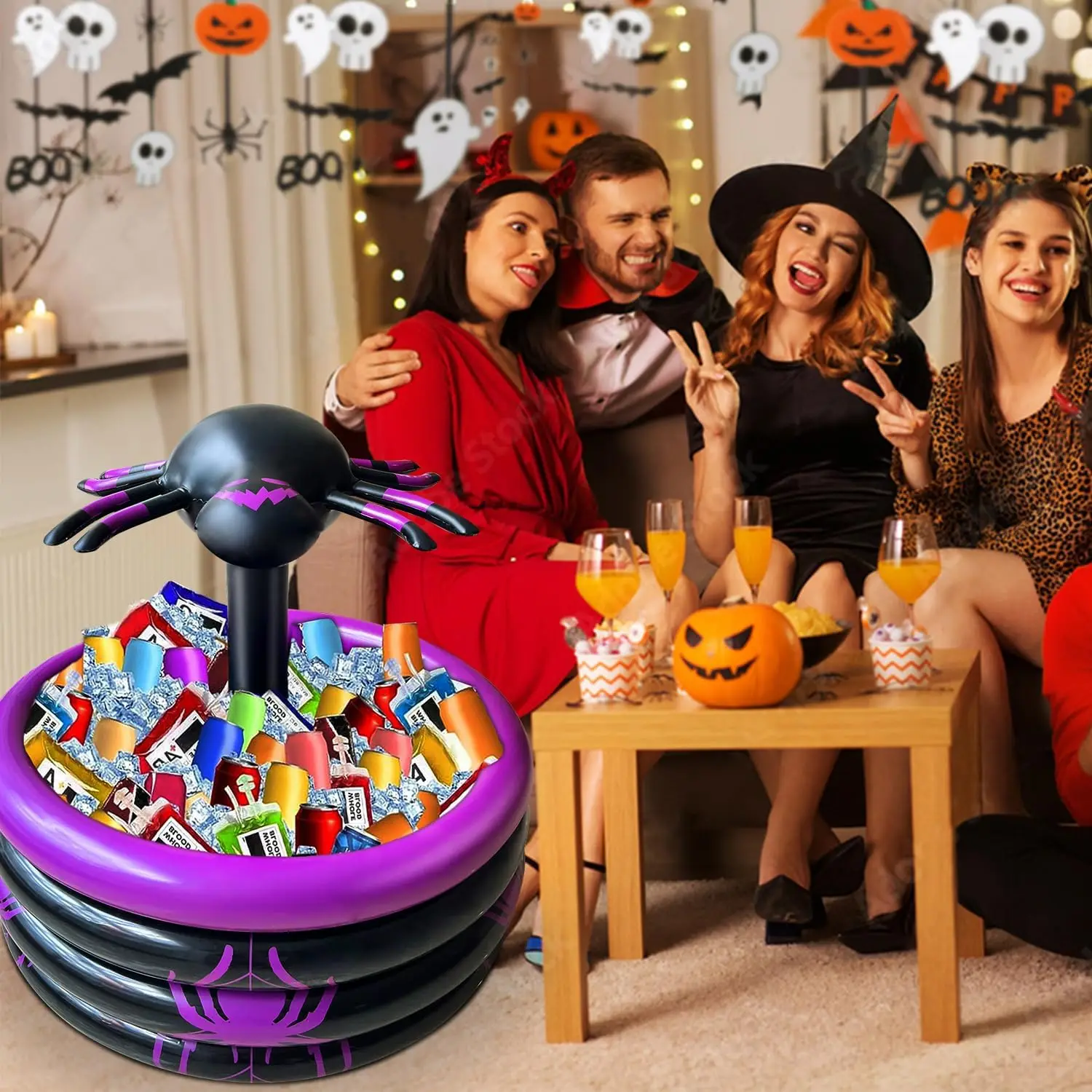 Spider Design Inflatable Halloween Drink Cooler Inflatable Serving Bar