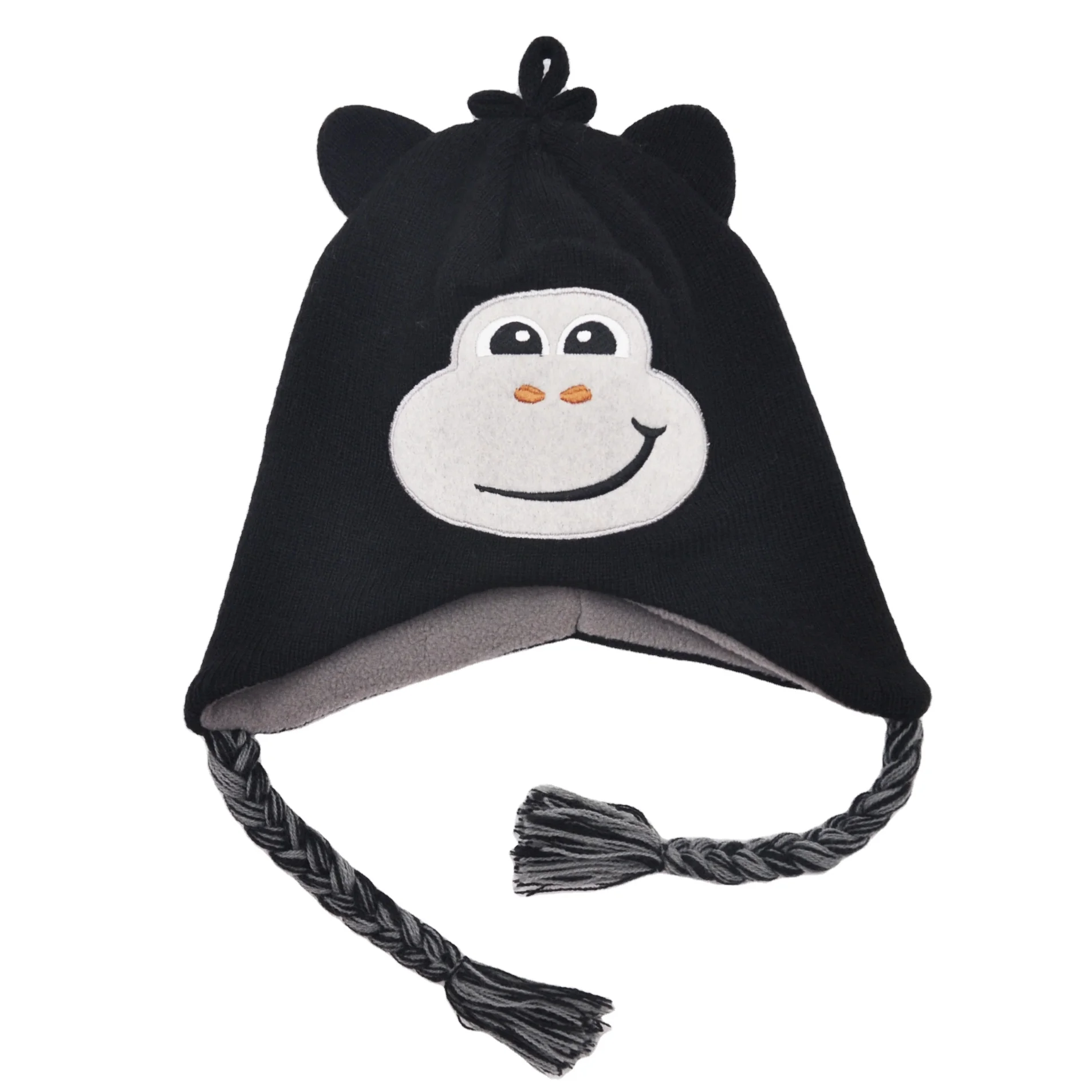 Winter Hats Knitted Baby Animal Faces Cute Hat Imitate Animal Earflap Hat Children Fleece Beanie