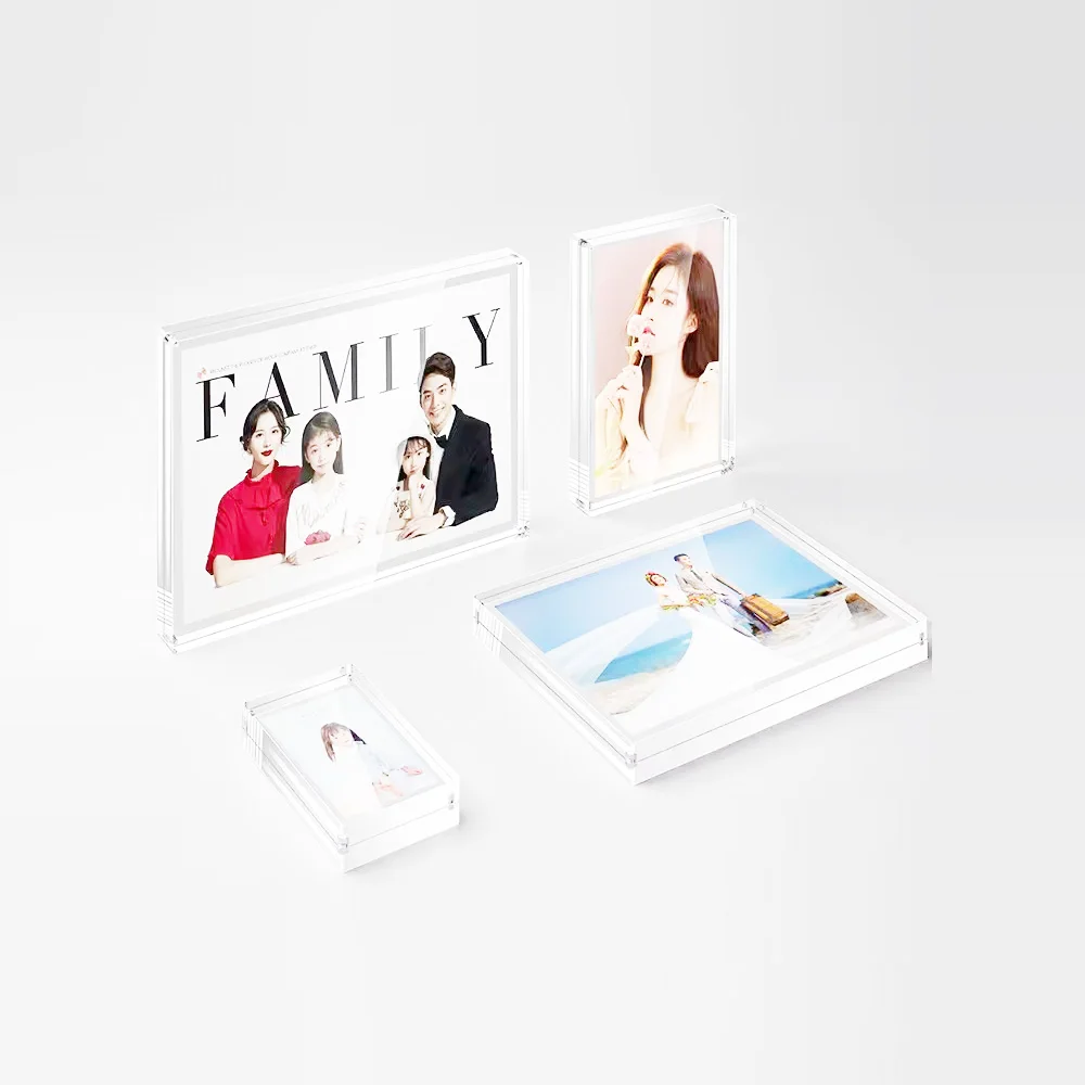 5x7 Clear Thick Plastic Self Standing Magnetic Transparent Acrylic Block Photo Frame