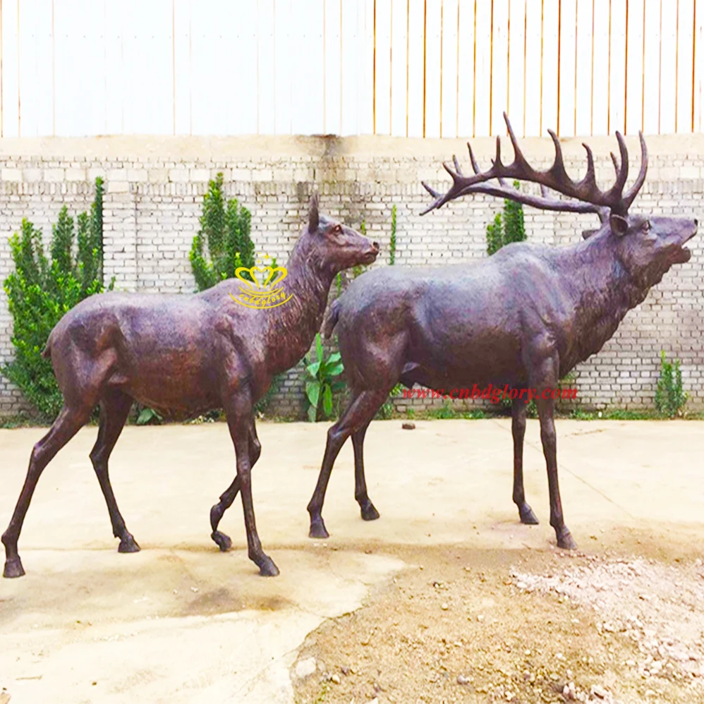 Outdoor courtyard garden Landscape Design art Sculpture Ornament High Quality Animal Bronze Deer Statue
