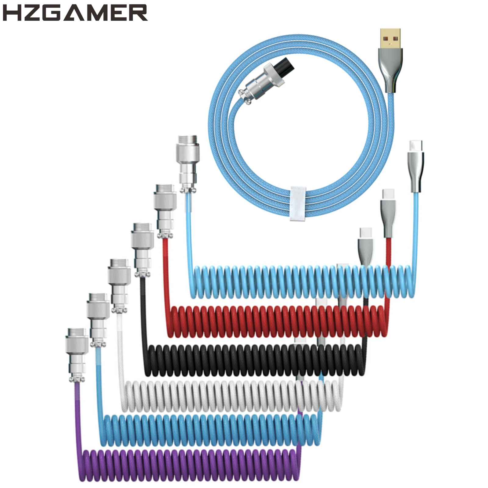 HZGAMER Type-C Coiled Keyboard Cable Mechanical Keyboard Coiled Cable