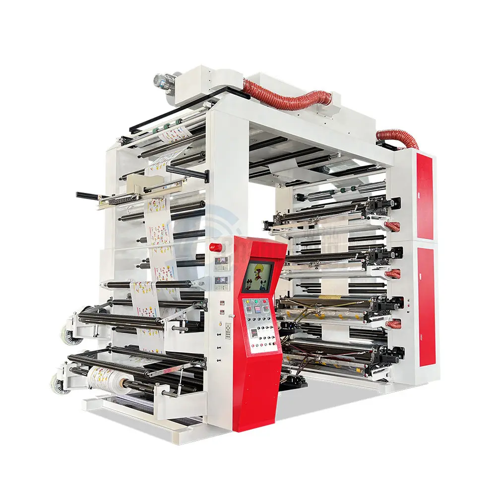 Пленка flexo ci печатная машина 8 цветов для пластиковых пакетов с двойной размоткой и перемоткой