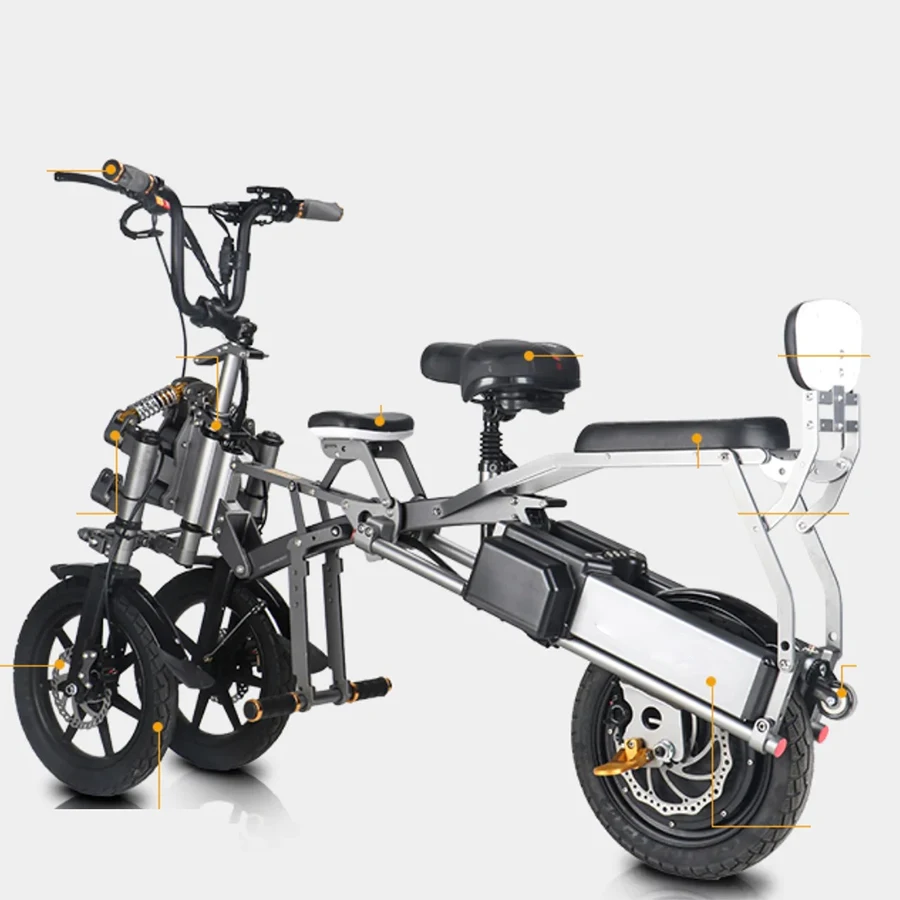 3wheels 48v Foldable Dual Battery Electric Bike Wholesale 500 Watt Lithium Battery Rear Hub Motor Aluminum Alloy 500W 3 Speed S6