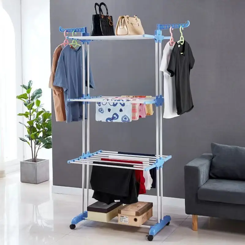 3 Tier Stainless Steel Laundry Garment Wholesale Children Clothes Rack Dryer