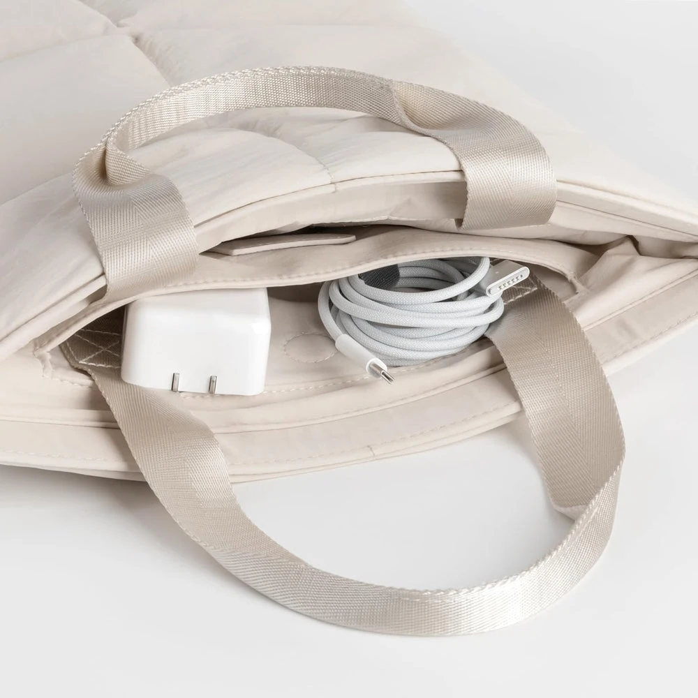 Custom Size Logo Puffer Puffy Padded Waterproof Crinkle Nylon Laptop Tablet Protection Sleeve Carrying Case Bag with Handle