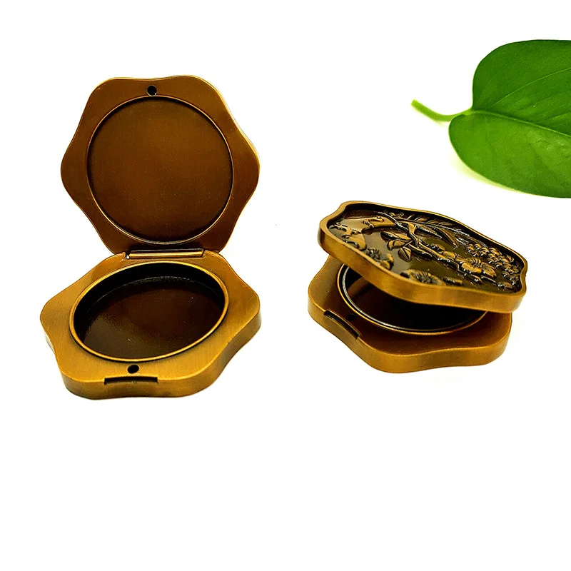 Round vintage gold Fragrance Balm Portable Women Solid Cologne Metal Box Men Solid Perfume metal box