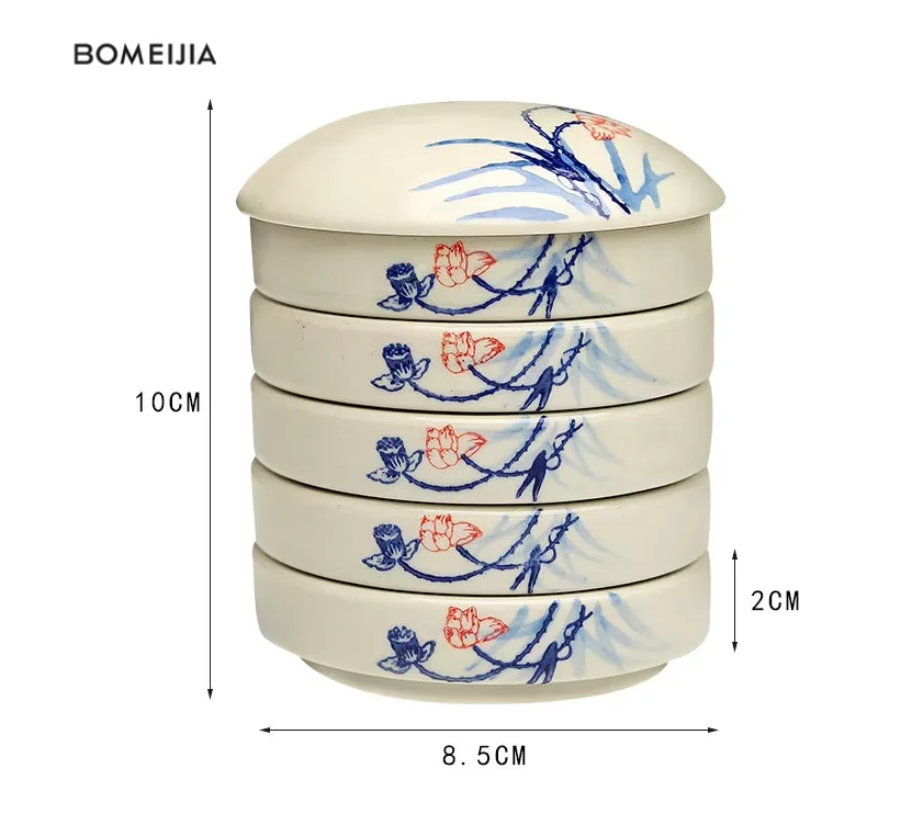 BOMEIJIA Ceramic multi-layer covered antique art watercolor watercolor Chinese painting color palette porcelain with 5 layers
