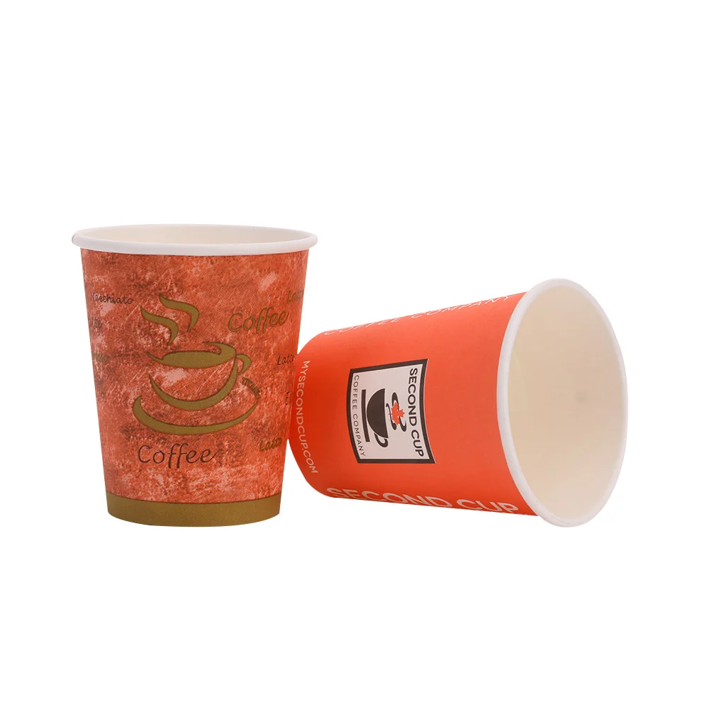 Custom Logo Food Grade Recyclable Disposable Kraft Cups 6oz/8oz/12oz/16oz Hot Cafe Coffee Paper Cup Plastic Lid Print Handling