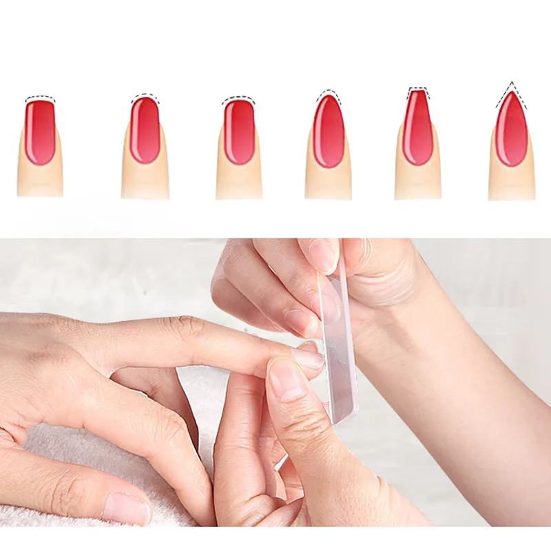 Custom printed logo box shaped glass nail file Double sided nail polish file Durable nano glass nail file