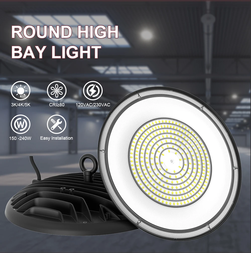 Led UFO 150W 200W 320W Industrial Lighting Highbay Lamp Fixture Warehouse Garage Factory UFO Led High Bay Light